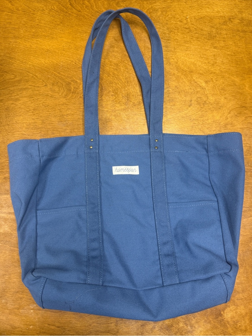 Navy Canvas Tote Bag with Double Straps
